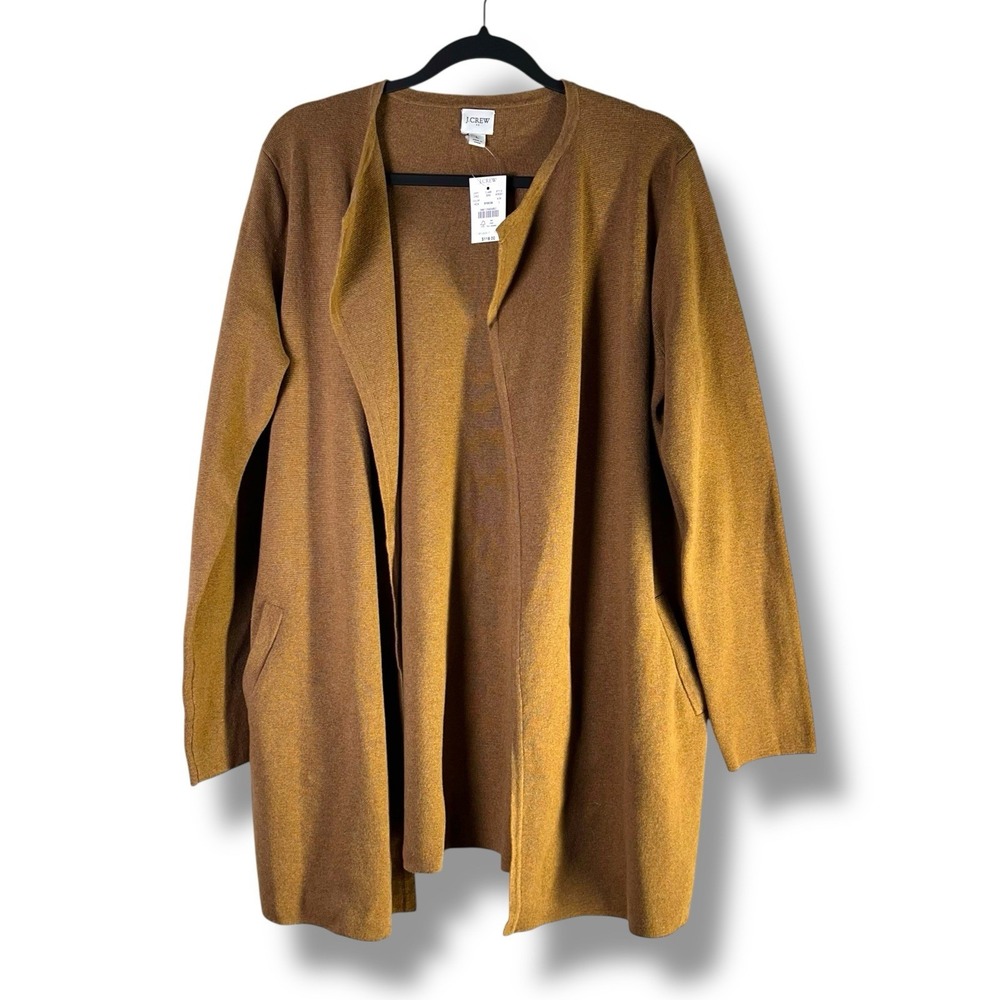 J. Crew Womens Sz Large 100% Cotton Juliet Collarless Sweater Blazer Work Career